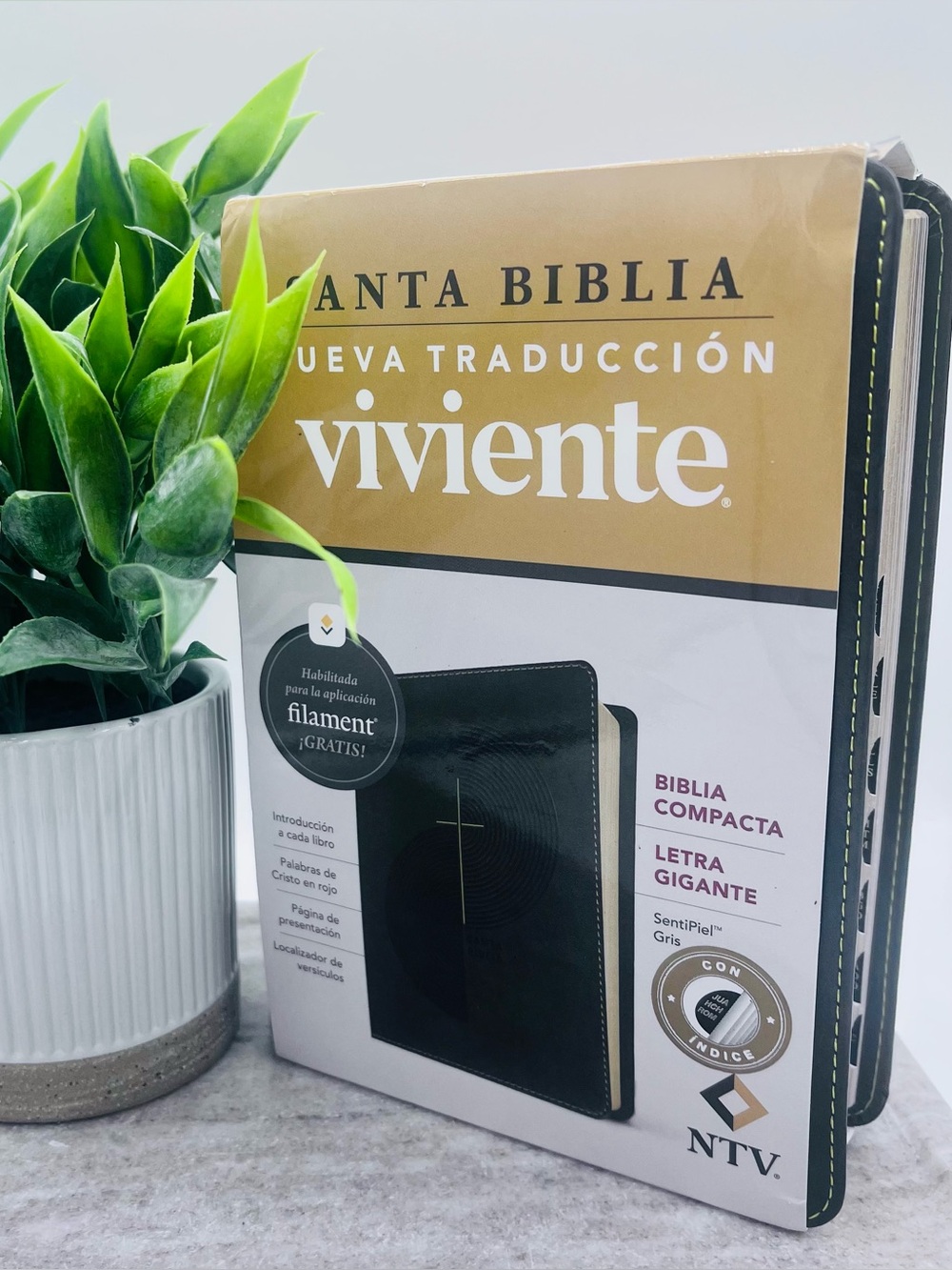 Biblia Compacta Ntv, Letra Gigante Con Filament (Sentipiel, Gris, ?ndice, Letra